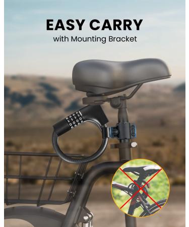 KEYSTP Bike Lock Cable - Combination & Key Password Retrieval - Anti-Theft Coiled Bike Lock with Mounting Bracket - Resettable for Bikes & Scooters - Buy Online on GoSupps.com