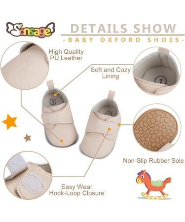 Sonsage Infant Oxford Shoes - Unisex Baby Lace-Up Anti-Slip Sneakers (0-6 Months) - Soft Rubber Sole for Toddler First Steps - Apricot - Buy Online on GoSupps.com