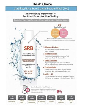 SRB Rice Bran Enzyme Powder Face Wash 70g - Korean Beauty | Moisturizing & Cleansing for All Skin Types | pH 5.5-6.5 - Buy Online on GoSupps.com