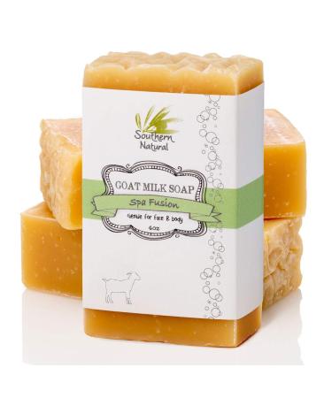 Southern Natural Goat Milk Soap Bar - 3 Pack Essential Oil Blend - Gentle on Eczema Psoriasis And Dry Sensitive Skin! All Natural Face & Body Soap. (3 BARS 4-4.5 oz EACH) Essential Oil Blend 4 Ounce (Pack of 3)