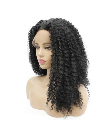 Buy Small Curly Black Fluffy Wig - Front Lace Chemical Fiber for Men | Long Curly Hair Wig - Buy Online on GoSupps.com