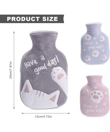 Bncxdc Cat-Gray Hot Water Bottle 350ml - Durable Rubber Mini Water Bag with Cloth Cover for Warmth, Strong Sealing for Hands, Neck, Waist - Buy Online on GoSupps.com