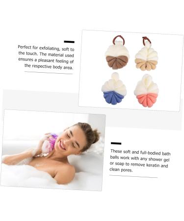 4pcs Bath Flower Shower Sponge - Mesh Bath Ball Pouf Scrubber Set for Relaxing Bubble Baths - Buy Online on GoSupps.com