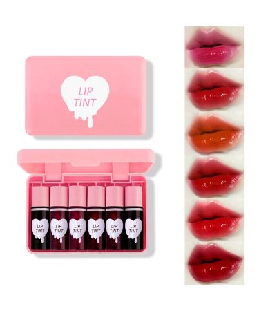 6 Colors Lip Tint Stain Set  Korean Lip Gloss Lip Tint Stain Plumping Mini Liquid Lipstick  Multi-use Lip and Cheek Tint  Long lasting Non-Stick Cup Waterproof  High Pigment  Vivid Color  Lip Tint Makeup  6 Colors Lip St...