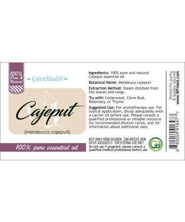 Cajeput Essential Oil 8 fl oz (237 ml) Aluminum Bottle w/Plug Cap 100% Pure Essential Oil GreenHealth - Buy Online on GoSupps.com