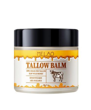 Whipped Beef Tallow and Honey Balm Grass Fed Grass Finished Face Cream for All Skin Types - Grass-Fed Beef Tallow & Raw Wild Honey Blend - All-Natural Moisturizer for Face & Body 2 OZ