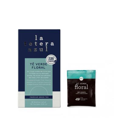 LATETERAZUL La Tetera Azul | Green Tea Orange and Rose | Floral Aroma Green Tea Gift Set Ho.Re.Ca. | Green Tea Infusion with Orange Blossom and Rose - 30 Filters (54g)