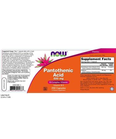 Now Foods Pantothenic Acid 500mg 250 caps (Pack of 3) - Triple Pack for Energy Support - Buy Online on GoSupps.com