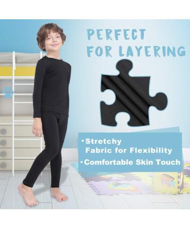 Mancyfit Boys Thermal Fleece Lined Long Sleeve Underwear - Black, Medium - Buy Online on GoSupps.com