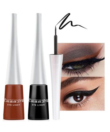 evpct 2Pcs Black Brown Liquid Eyeliner Colorful Set Waterproof Colored Color Eye Liners for Women Stamps Shapes for Eyes delineadores de colores para ojos delineador de ojos contra el agua 06&13 2 Count (Pack of 1) Black...