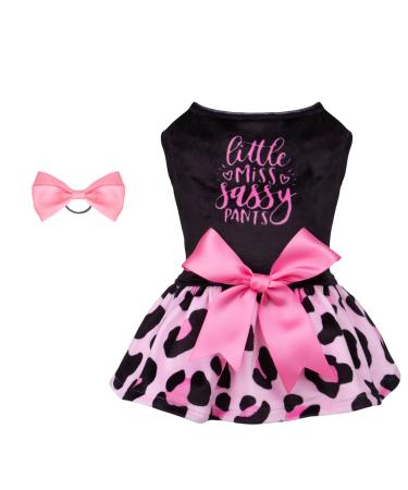 Cuteebone Little Miss Sassy Pants Dog Leopard Pattern Dress and for Small Dogs Girls puppies Dresses Rosa Dog clothing CVA15XXS-DE XXS Little Miss Sassy Pants1 - Buy Online on GoSupps.com