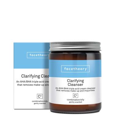 Facetheory Clarifying Cleanser C2 with Glycolic Acid | Exfoliating Cream Cleanser | Cleanse, Congested, Blemish-prone Skin | Removes Makeup | Vegan & Cruelty-Free | Made in UK | Mandarin | 170ml Orange