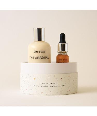 Tan-Luxe The Glow Edit | Containing Travel Sized The Gradual Self-Tan Lotion 100ml & The Face Mini Self-Tanning Drops in Shade Light/Medium 10ml - Buy Online on GoSupps.com