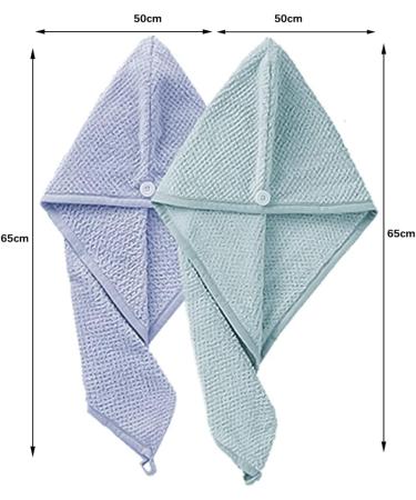 Hair Turban Drying Towel Wrap - Quick Dry Microfiber 2 Pack | Super Absorbent Hair Drying Towels for Fast Hair Care - Buy Online on GoSupps.com