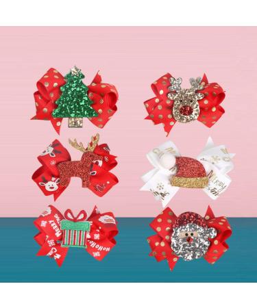 FRCOLOR 6Pcs Christmas Hair Clips - Santa Elk Tree Hair Bows & Barrette - Perfect Christmas Gifts for Girls - Buy Online on GoSupps.com