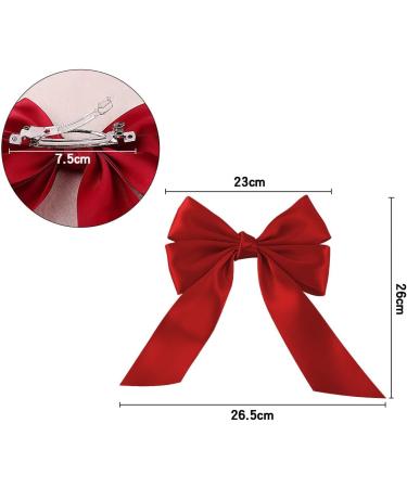 Jagowa 2 Pcs Large Red Ribbon Bow Hair Clips - Party Hairstyle Accessories - Buy Online on GoSupps.com