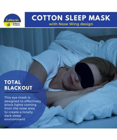 California Wellness Sleep Mask for Men and Women | Eye Mask for Airplane Travel | Adjustable Headband Blindfold in Blue Cotton | Includes Black Mask and Eye Pillow - Buy Online on GoSupps.com