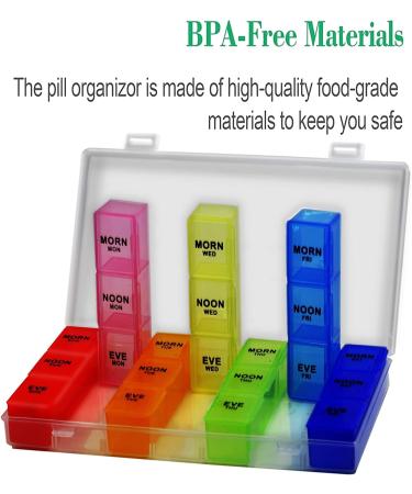 Pill Organizer Box with Snap Lids - 7-Day AM/PM Pill Box 6018 | International Shipping Available - Buy Online on GoSupps.com