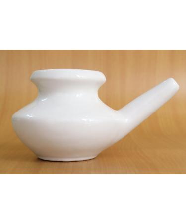 2activelife Handcrafted Ceramic Neti Pot for Nasal Cleansing 10 oz White | Ayurvedic Jal Neti Sinus Rinse Tool | Durable Lightweight Dishwasher Safe | Made in India