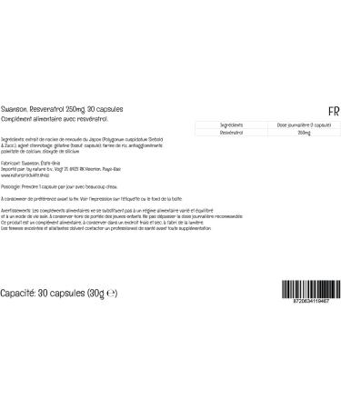 Swanson 250mg Resveratrol Capsules - High Dose, Lab-Tested, Soy Free, Gluten Free, Non-GMO - 30 Count - Buy Online on GoSupps.com