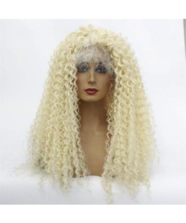 Hairpieces curls Wiglady Medium Langth Wave Hair Headresistant Highensity Synthetic High Temperature Wire Lace Front Wig Gold 20in 24 In