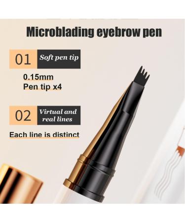 Eyebrow Pencil with 4 Fork Tip 3D Microblading Eyebrow Pencil Natural Makeup Fine Stroke Magic Eyebrow Pencil Microblading Eyebrow Pen Long-Lasting on All Day(Light brown) - Buy Online on GoSupps.com