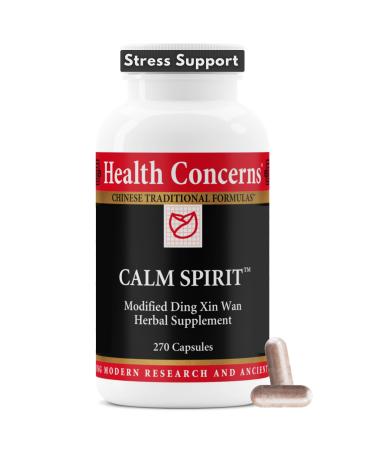 Health Concerns Calm Spirit - Stress Relief Supplement with Chinese Herbal Blend - Supports A Relaxed Mood & Emotional Wellness - Magnesium Glycinate & Hawthorn Extract - 270 Capsules 270 Count (Pack of 1)