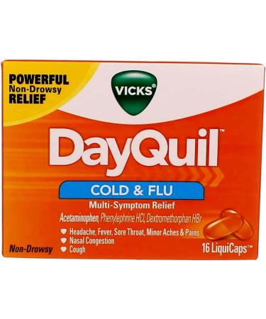 Vicks DayQuil Liquicaps - 32 Count (16 Each) - Fast-Acting Cough & Cold Relief - Buy Online on GoSupps.com