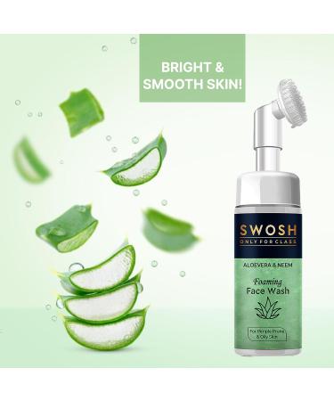 Buy SWOSH Aloe Vera and Neem Foaming Face Wash with Silicone Exfoliating Brush - 100 ml | Perfect for Men & Women | International Shipping Available - Buy Online on GoSupps.com