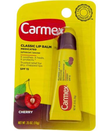 Carmex Moisturizing Lip Balm SPF 15 Cherry | Hydrating Lip Care for All Skin Types | 0.35 oz - Shop Internationally - Buy Online on GoSupps.com