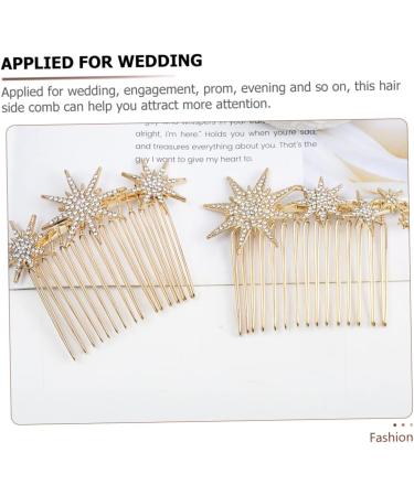 FRCOLOR Hair Comb Clips snowflake hair girl headpiece crystal hair for women decorative hair combs golden side rhinestone star hair hair side Diamond Miss Bride Headpiece 7.3x6cm Golden - Buy Online on GoSupps.com