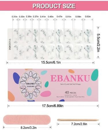 EBANKU 40 PCS Gel Nail Strips Gel Nail Strips Full Wraps Adhesive Gel Nail Stickers with Nail File and Stick(UV/LED Lamp Required) (3) - Buy Online on GoSupps.com