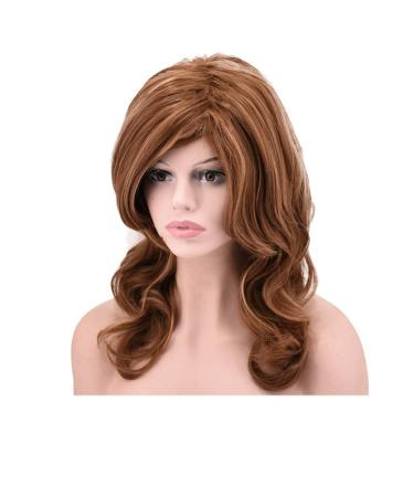 Wig Women Long Hair Brown Brown Brazilian Long Curly Synthetic Women Cosplay Wavy Hair 60s 80s 70s 50s