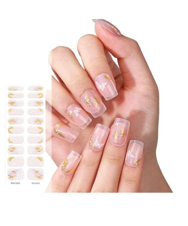 Bottone 20 Pieces Semi Cured Gel Nail s for Women Gel Nail Sticker Long Lasting Gel Nail Wraps with Soft Glossy Gel Finish BSS0209