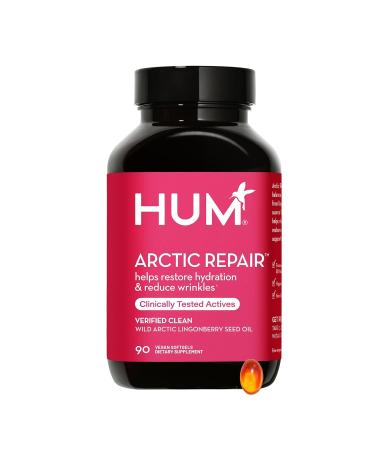 HUM Arctic Repair Clear Skin Supplement with Omega 3 Vitamin E A and Lingonberry Seed Oil Skin Repair with Omega 3 6 9 to Help Support Appearance of Wrinkles & Hydrate 90 Vegan Softgels