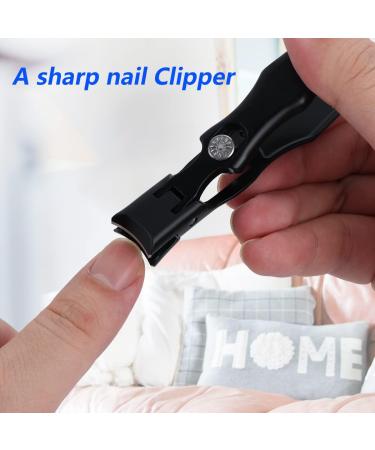 Alxbsone Black Steel Nail Clipper Set for Fingernails & Toenails | No Splash Design with Nail Fan & File | Extra Sharp Manicure Tool - Buy Online on GoSupps.com