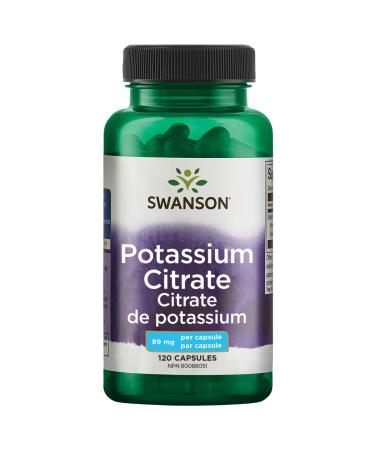 Swanson Potassium Citrate - Mineral Supplement Promoting Heart Health & Energy Support - Aids Optimal Nerve & Kidney Function with Natural Ingredients - (120 Capsules, 99mg Each)