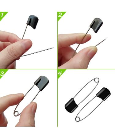 50 Pcs Black Diaper Pins with Safe Locking Closures - Plastic Head Safety Pin - Buy Online on GoSupps.com
