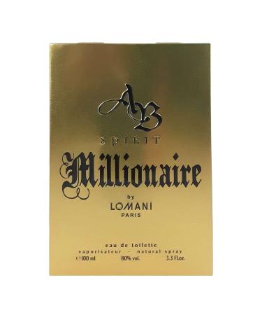 AB SPIRIT MILLIONAIRE by Lomani EDT SPRAY 3.4 OZ for MEN Bergamot Tangerine Green Apple Cardamom Coriander Pink Pepper Black Currant Nutmeg Cumin Jasmine Rose Lily Vanilla Cedar Amber 3.4 Ounce (Pack of 1)