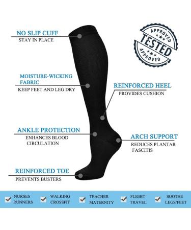 Iseasoo Copper Compression Socks | 15-20 mmHg | For Men & Women | Running, Hiking, Cycling | A01 - Black S/M - Buy Online on GoSupps.com