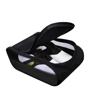 Golf shoe bags portable for outdoor travel with zipper waterproof and breathable for women and men black golf shoe pockets