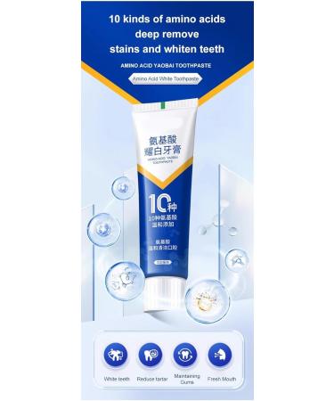 Amino Acid White Toothpaste for Sensitive Teeth | Enamel Whitening & Oral Care | Deep Clean & Stain Removal Gel with 5% Hydroxyapatite - Buy Online on GoSupps.com