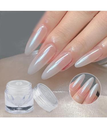 TQUXNGA White Chrome Nail Powder Shimmered Chrome Pigment Powder Mirrored Effect Nails Art Powder for Manicures Decorations - Buy Online on GoSupps.com