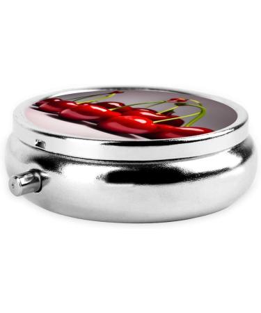 Chilean Cherries Round Pill Box - 3 Compartment Travel Organizer | Portable Pill Box for Traveling - Buy Online on GoSupps.com