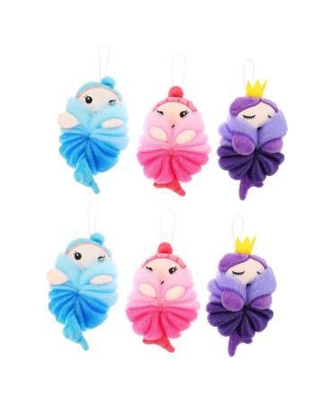 6 pcs Bath Ball Animal Pouf loofahs mesh Bath Pouf Bath Sponge Swirl Bath Sponge loofah for Scrub sponges exfoliating Bathing Balls Bath Shower loofah Ball foaming Ball