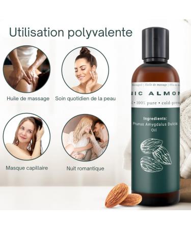 Relax Master Huile d'amande 100 % bio - 150 ml - Press e froid et pure - Huile d'amande douce pour cheveux peau et visage - Buy Online on GoSupps.com
