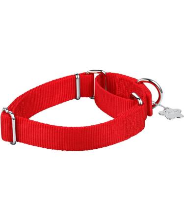 Adjustable Martingale Dog Collar - Durable No Escape Nylon for All Sizes (M - Red) | Perfect for Large Medium & Small Dogs - Buy Online on GoSupps.com