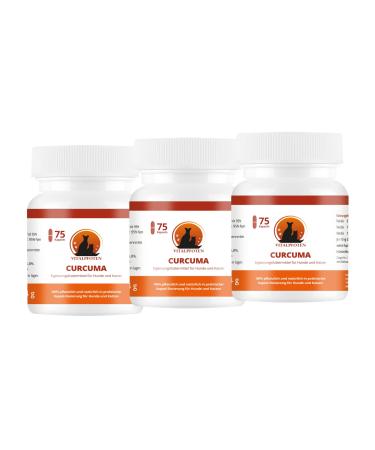 Vital paws 3x75 capsules curcuma for dogs and cats supplementary with curcumin and piperine tolerable dosage production in Germany maximum purity and quality