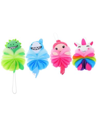 FOMIYES 4pcs Kids Bath Sponge Funny Animal Shape Body Scrubber for Children Bathroom