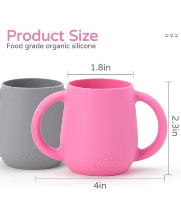 Silikong Tiny Cups (2 oz) for Toddlers - 100% Food-Grade Silicone | Baby Led Weaning Tools - 2 Pack (Pink/Gray) - Buy Online on GoSupps.com